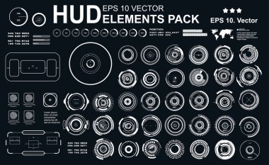 Gelecekçi siyah beyaz HUD, sanal dokunmatik kullanıcı arayüzü sanal gerçeklik teknolojisi