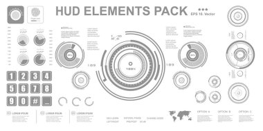 Gelecekçi siyah beyaz HUD, sanal dokunmatik kullanıcı arayüzü sanal gerçeklik teknolojisi