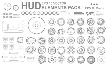 Gelecekçi siyah beyaz HUD, sanal dokunmatik kullanıcı arayüzü sanal gerçeklik teknolojisi
