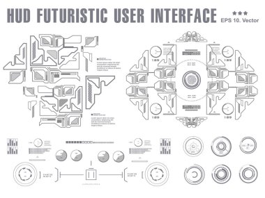 Gelecekçi siyah ve beyaz sanal grafik dokunmatik kullanıcı arayüzü