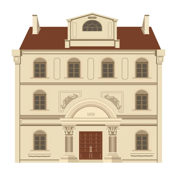 Illustrazione Facciata Casa Con Colonne Edificio Architettonico Sfondo Bianco — Vettoriale Stock