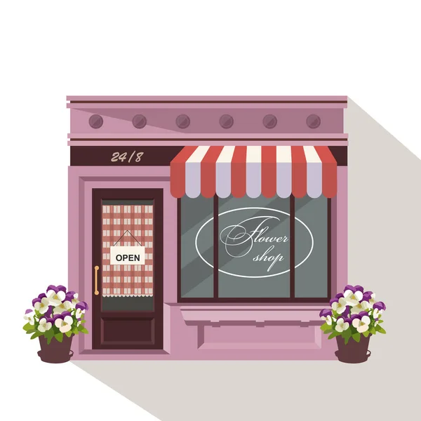 Illustration Magasin Fleurs Petite Maison Magasin Rétro Mignon Boutique Avec — Image vectorielle