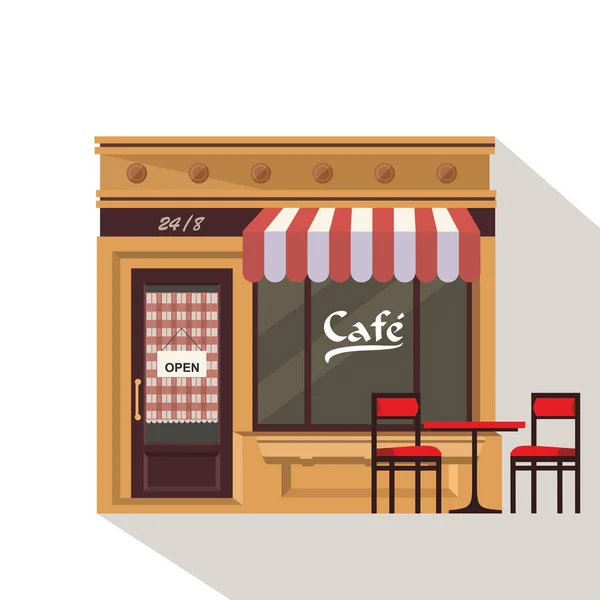 Restaurant Gebäude Setzen Vektor Illustration Cartoon Café Bistro Diner Kaffeehaus — Stockvektor