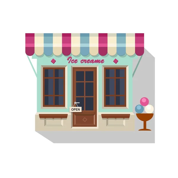 Illustration Cute Little Ice Cream Shop — Stock Vector