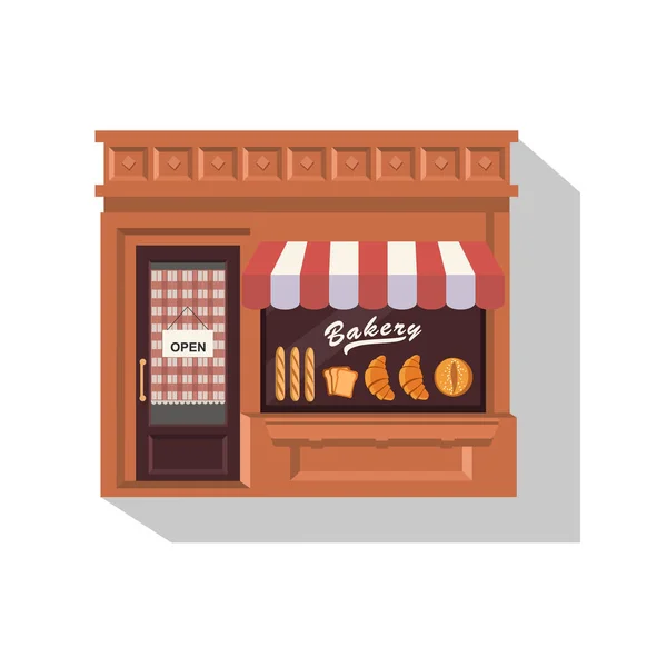 Ilustración Panadería Pequeña Tienda Retro Lindo Tienda Ciudad — Vector de stock