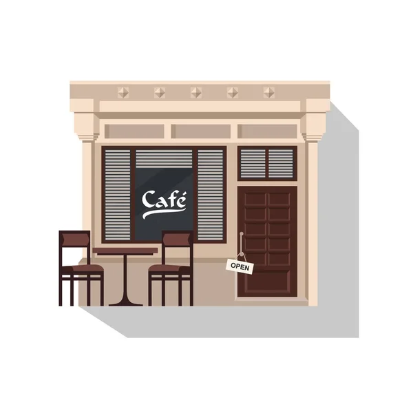 Illustration Des Netten Kleinen Cafés Schaufenster Vektor Detailliert — Stockvektor