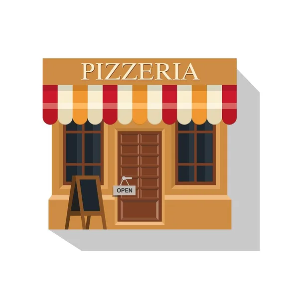 Illustration Cute Little Fast Food Restaurant Pizzeria — Stock Vector