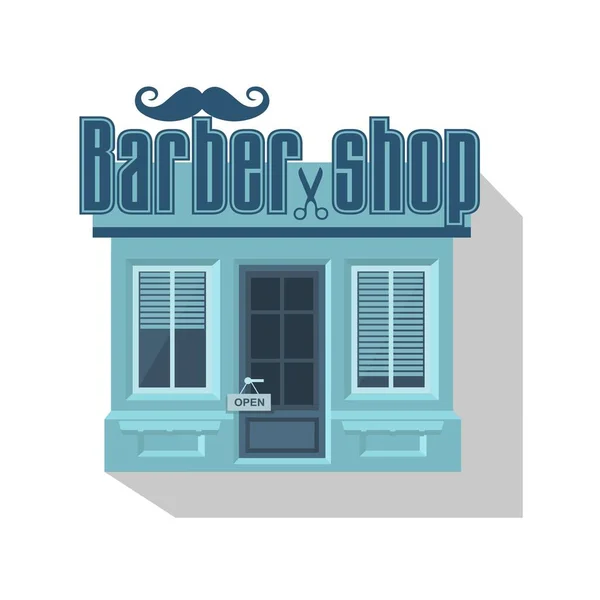 Ilustração Loja Pequena Bonito Para Homens Salão Cabeleireiro Masculino Barbearia — Vetor de Stock