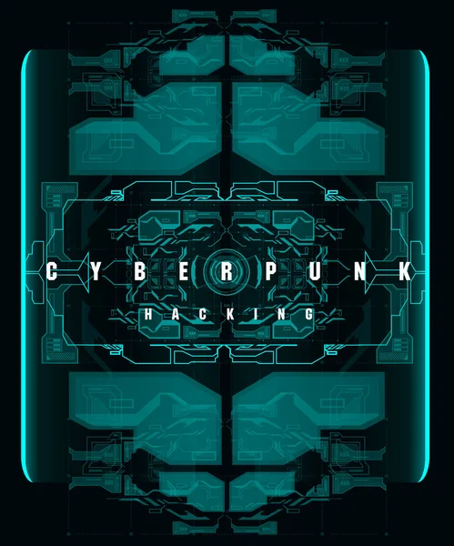 Siber Punk Hackleme fütüristik afişi fütüristik HUD elemanları, soyut arka plan. İnternet ve baskı için modern broşür. Hackleme, siber alan.