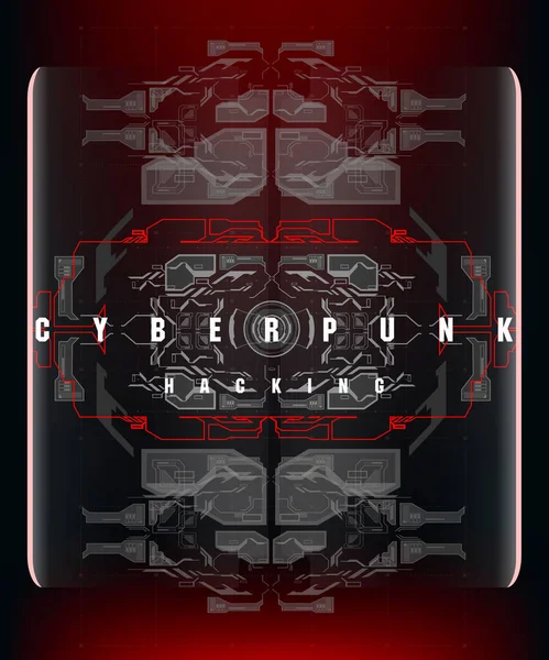 Siber Punk Hackleme fütüristik afişi fütüristik HUD elemanları, soyut arka plan. İnternet ve baskı için modern broşür. Hackleme, siber alan.