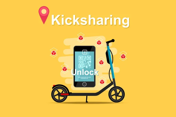 Kicksharing Electric Scooter Ilustrație Vectorială Transport Ecologic — Vector de stoc