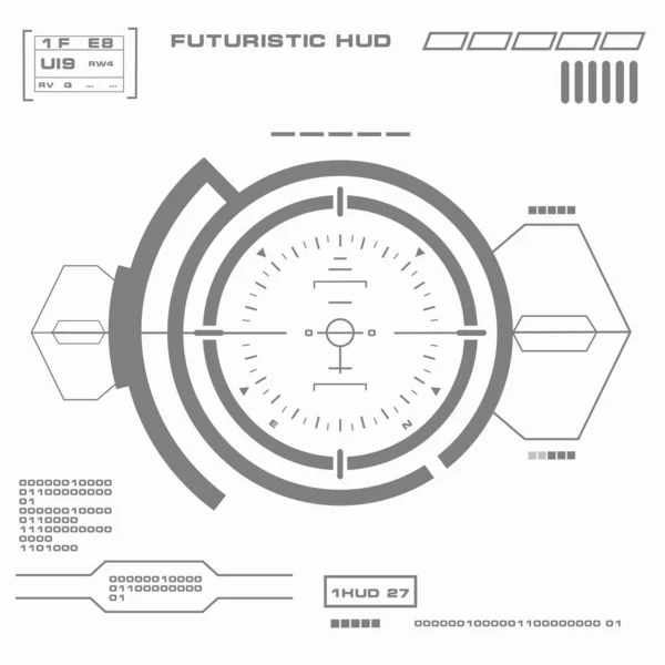 Hud Noir Blanc Futuriste Interface Utilisateur Tactile Virtuelle Dans Design — Image vectorielle