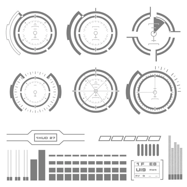 未来的な黒と白のHud フラットデザインの仮想タッチユーザーインターフェイス — ストックベクタ