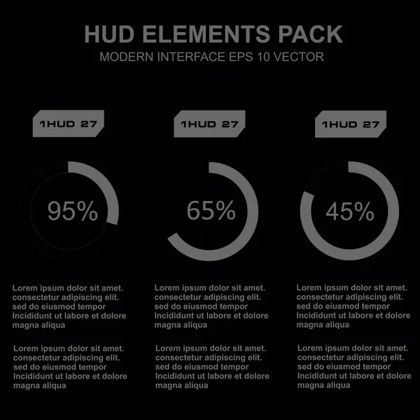 Düz tasarımda gelecekçi siyah-beyaz HUD, sanal dokunmatik kullanıcı arayüzü