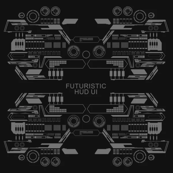 Düz tasarımda gelecekçi siyah-beyaz HUD, sanal dokunmatik kullanıcı arayüzü