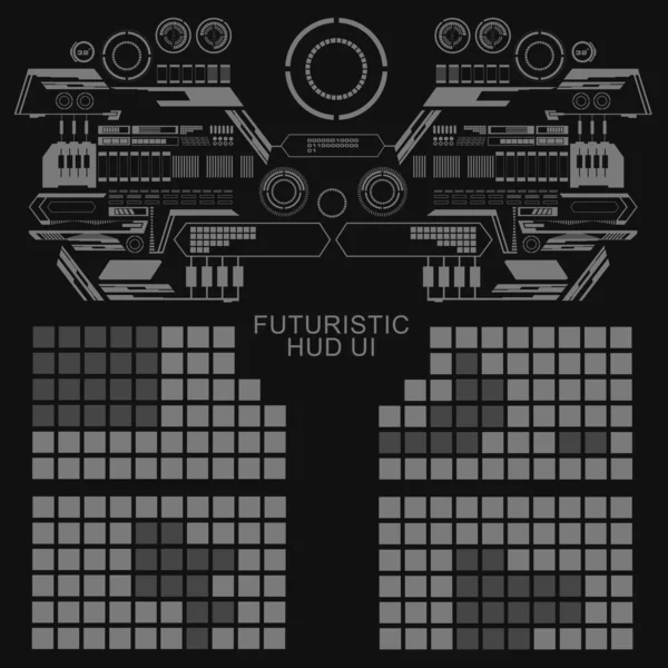 Düz tasarımda gelecekçi siyah-beyaz HUD, sanal dokunmatik kullanıcı arayüzü