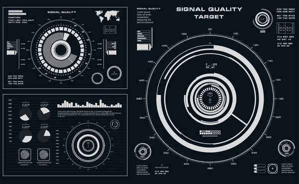 Futuristico Hud Bianco Nero Interfaccia Utente Virtuale Touch Screen Tecnologia — Vettoriale Stock