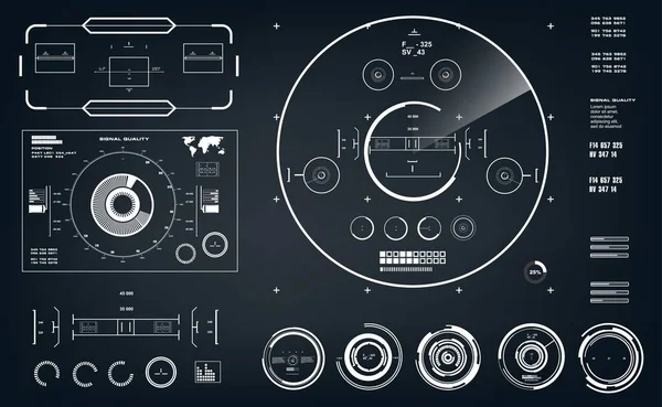 Hud Preto Branco Futurista Tela Tecnologia Realidade Virtual Interface Usuário —  Vetores de Stock