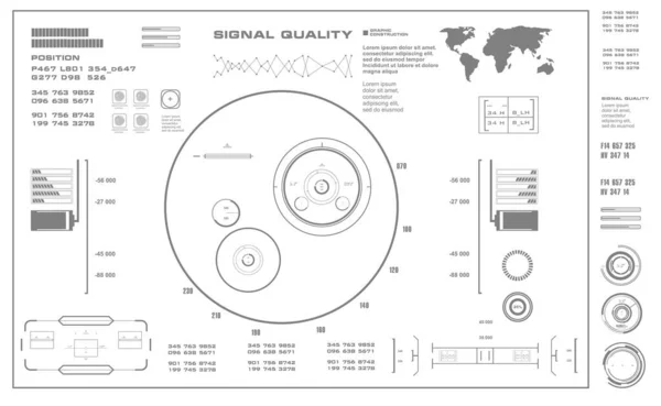 Hud Blanco Negro Futurista Pantalla Tecnología Realidad Virtual Interfaz Usuario — Vector de stock
