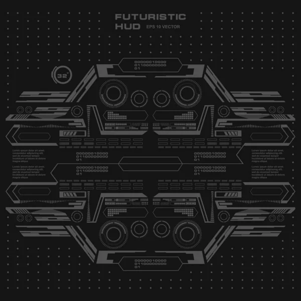 Düz tasarımda gelecekçi siyah-beyaz HUD, sanal dokunmatik kullanıcı arayüzü