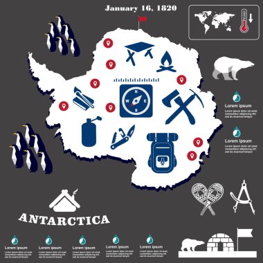 Çizim, Antarktika vektörü, düz tasarım, yürüyüş ögeleri