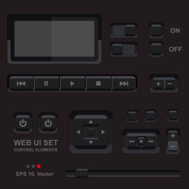 Oyuncu arayüzü, tasarım ögesi, vektör seti, mobil uygulama, akıllı telefon, tablet, web sekmesi, gezinme çubuğu