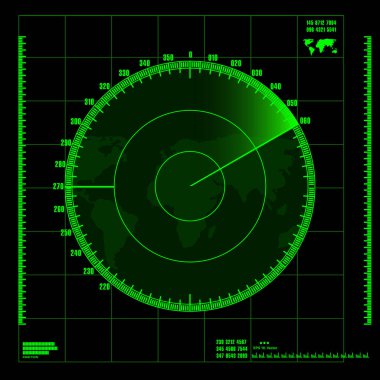 Siyah arkaplanda yeşil radar ekranı