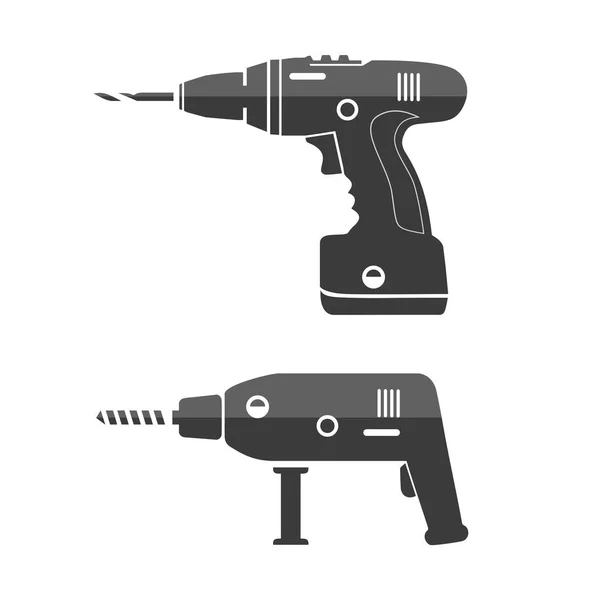 Isolerad Manuell Elektrisk Apparater Vit Verktyg Makt Vektor Symbol Borr — Stock vektor