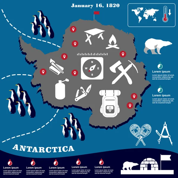 南极矢量 平面设计 远足要素 — 图库矢量图片