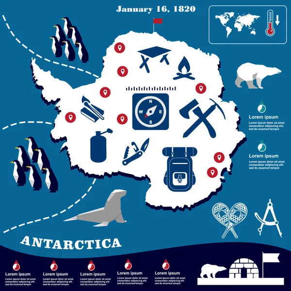 南极矢量 平面设计 远足要素 — 图库矢量图片