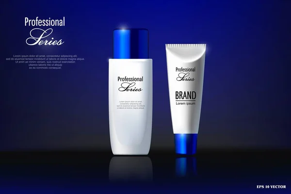 Cosmetici realistici, illustrazione di cosmetici per la promozione di prodotti premium — Vettoriale Stock