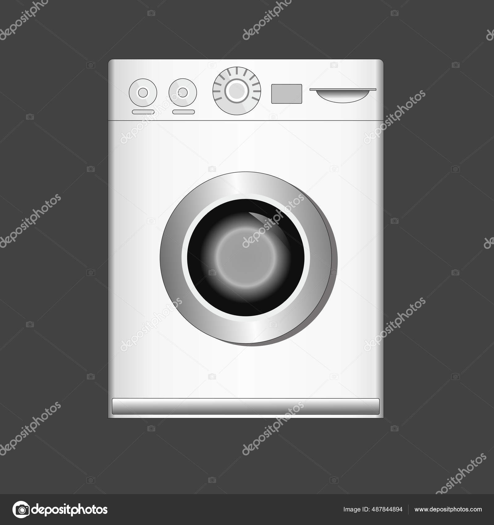 Illustration White Washing Machine Black Background Stock Vector Image