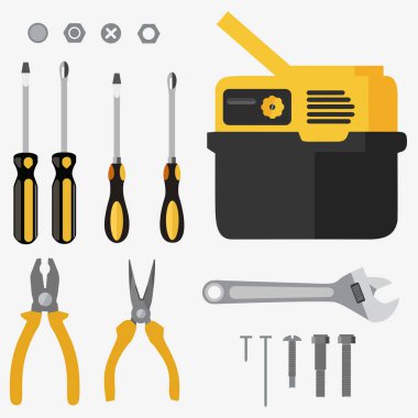 Düz tasarım üzerine inşa araçlarının gerçekçi çizimleri