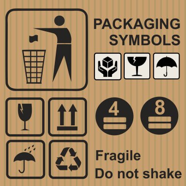 Uyarı Sembol karton kutusu, vektör, düz tasarım, ögeler
