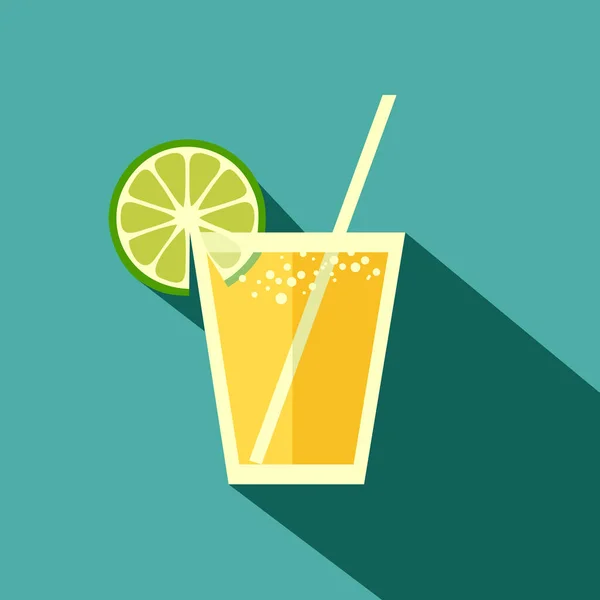 Illustration Cocktail Mit Limetten Tequila Flachen Design Stil — Stockvektor