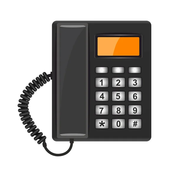 Illustrazione Realistico Telefono Nero Sfondo Bianco — Vettoriale Stock
