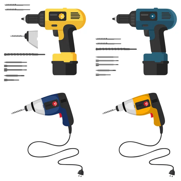 Aislado Manual Eléctrico Electrodomésticos Herramienta Poder Vector Símbolo Taladro Mecánico — Vector de stock