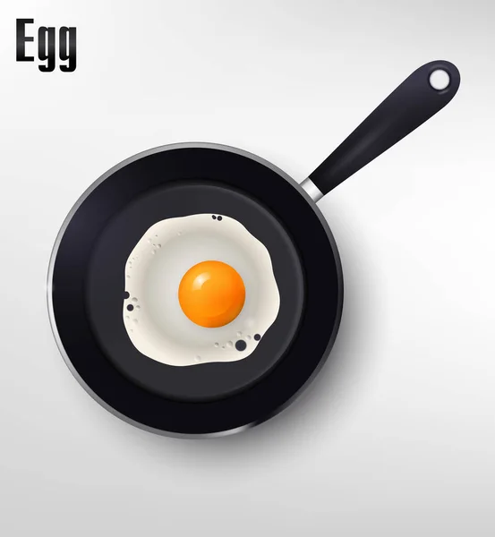 Реалистичные Иллюстрации Вектор Жареного Яйца Сковороде Жареные Яйца Вектор Eps — стоковый вектор