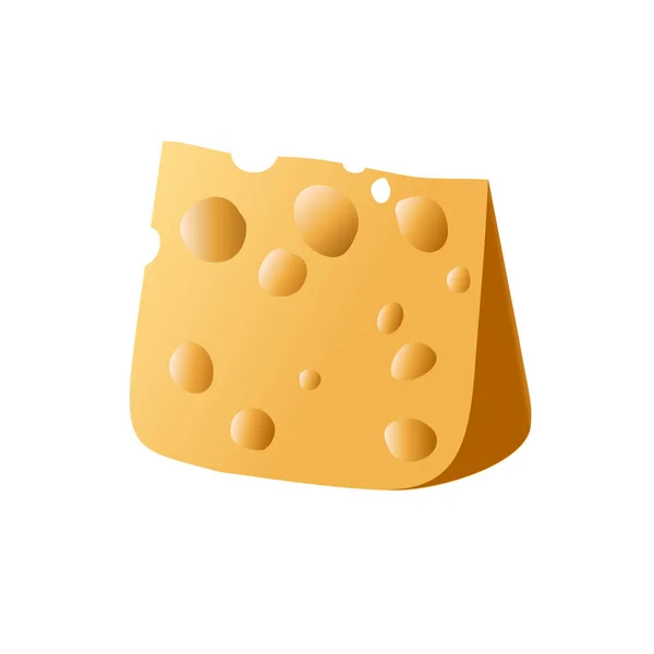Ρεαλιστικό Κομμάτι Τυρί Λευκό Φόντο — Διανυσματικό Αρχείο