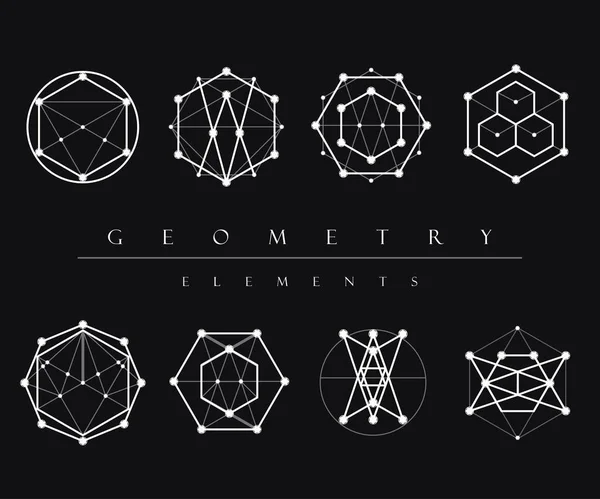 Kutsal geometri vektör tasarımı elementleri. Simya, din, felsefe, maneviyat, hipster sembolleri ve elementler..
