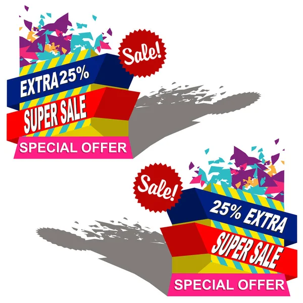 Super Sale Paper Banner Sale Background Big Sale Poster Sale — Stock Vector