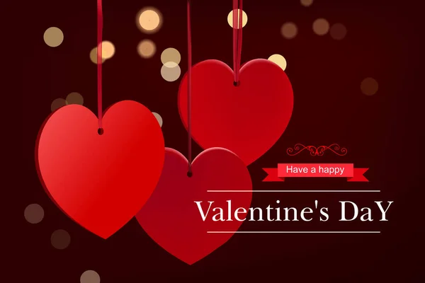 Valentine Day Burgundy Background Red Hearts — Stock Vector