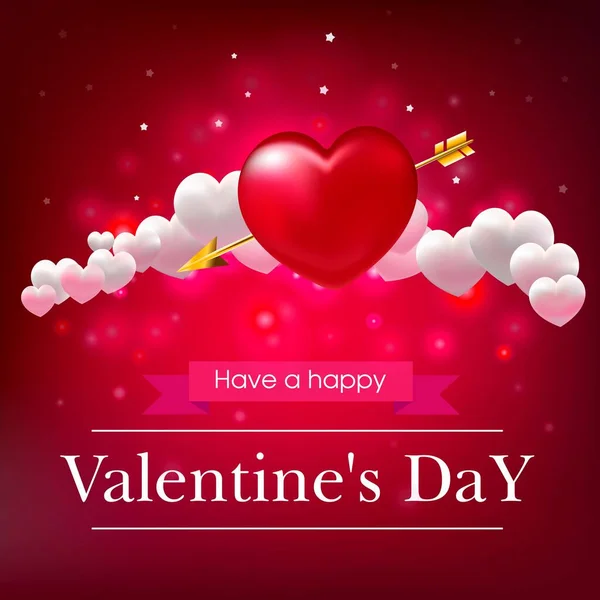 Valentines Day Background White Hearts Realistic Illustration — Stock Vector