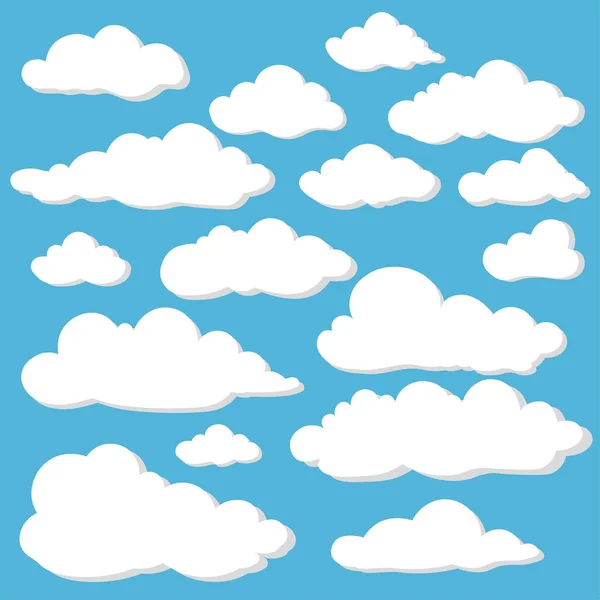 Cartoon Clouds Ingesteld Blue Sky Achtergrond Set Van Grappige Cartoon — Stockvector