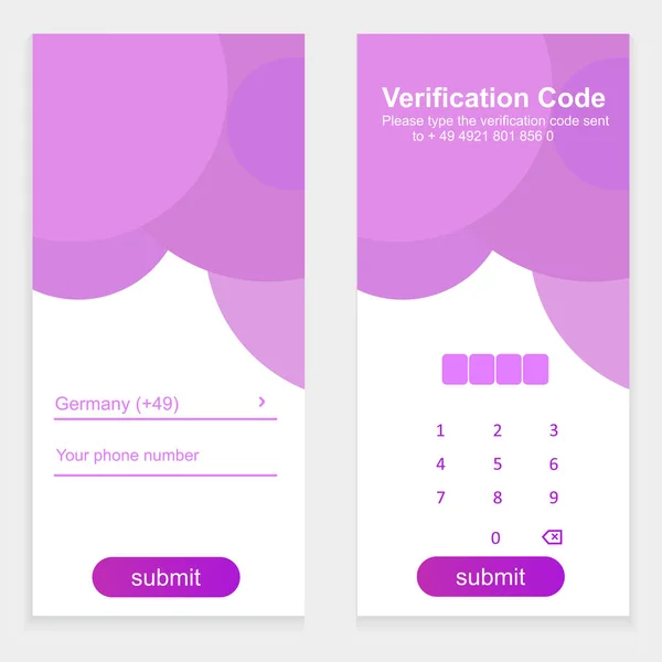The process of checking the code by phone number. Authorization. Authorization design. UI UX Design — Stockvektor