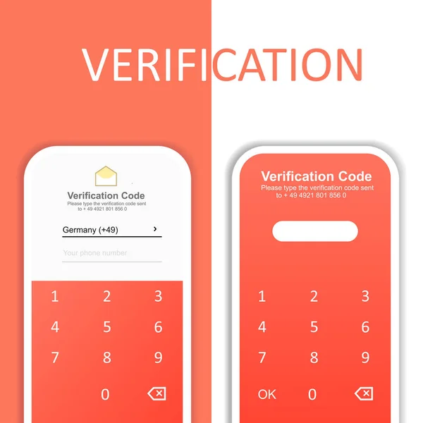 The process of checking the code by phone number. Authorization. Authorization design. UI UX Design — Stockvektor