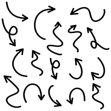 El çizilmiş yaratıcı oklar. Mürekkep ve kağıt, siyah beyaz.