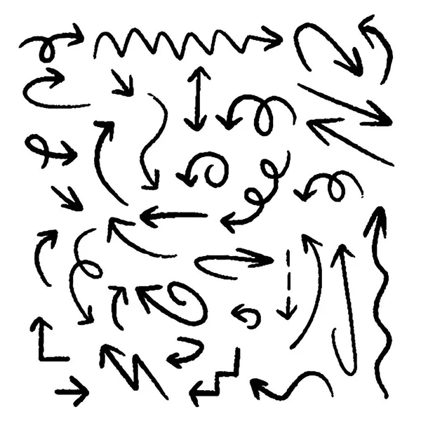 El çizilmiş yaratıcı oklar. Mürekkep ve kağıt, siyah beyaz.