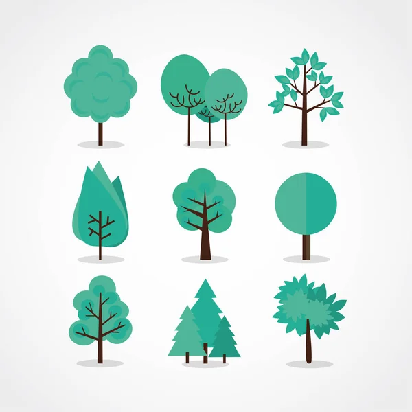 Bäume und Sträucher setzen flachen Stil Vektor illustration.Cartoon Wald Tree.Plant und flowers.Tree isolierten Hintergrund Vektorgrafiken