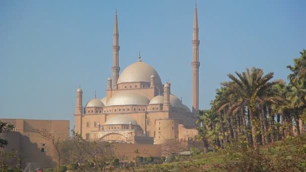 Vacker Utsikt Över Den Stora Moskén Muhammad Ali Pasha — Stockvideo